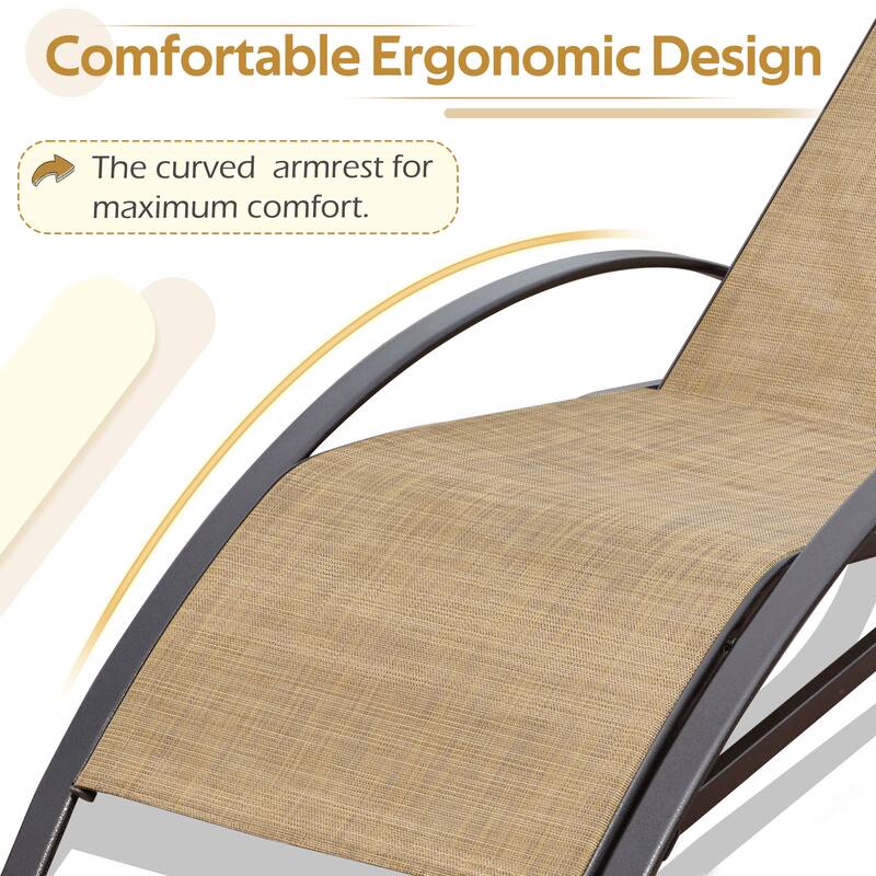EROMMY Outdoor Patio Lounge Chair, Adjustable Recliner Outdoor Lounge Chairs, Multiple Colors Available