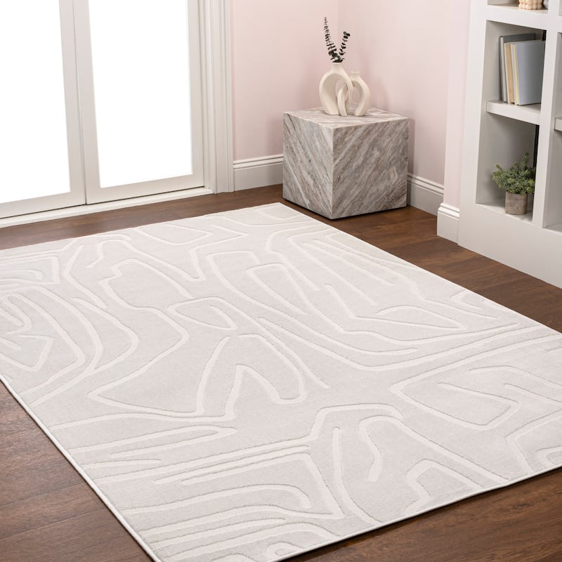 JONATHAN Y Thea Modern Scandinavian Graphic Lines High-Low Area Rug