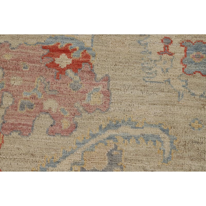 Vegetable Dye Oushak Turkish Area Rug Floral Handmade Wool Carpet - 6'1"x 8'10"