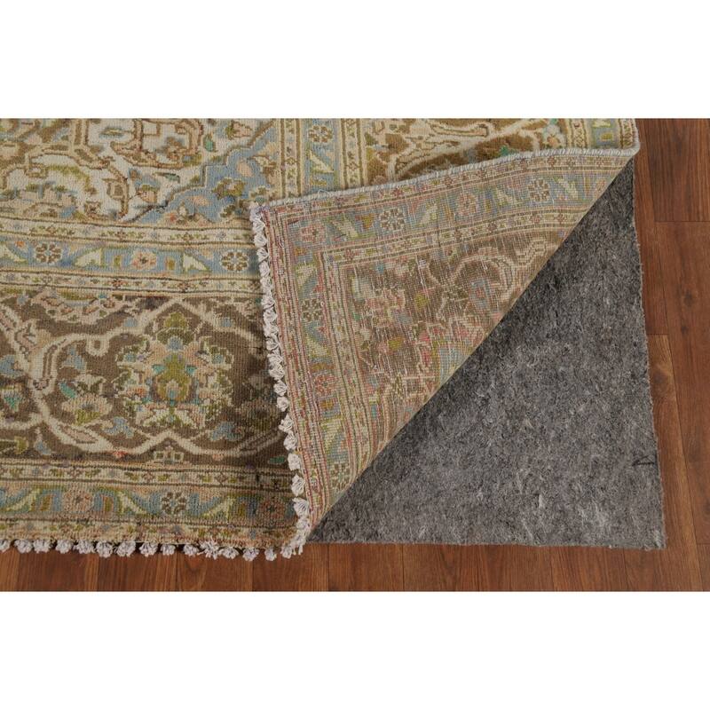 Kashan Vintage Persian Rug Hand-Knotted Traditional Muted Wool Carpet - 8'0" x 11'0"