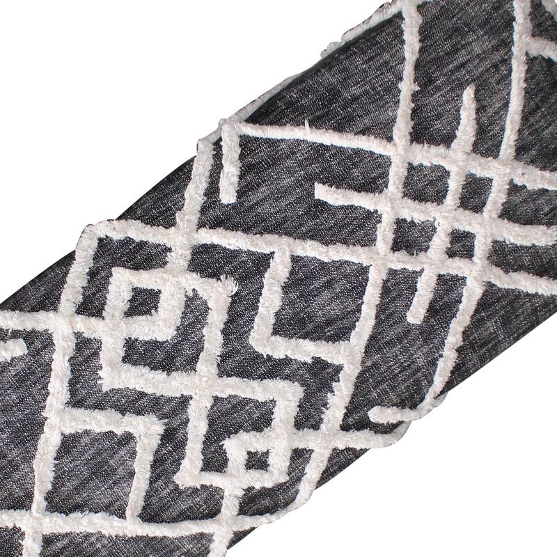 Sevita Tufted Geometric Diamond and Distressed Bench 16"W x 47"L x 18"H - 1'6" x 3'11" x 1'4"