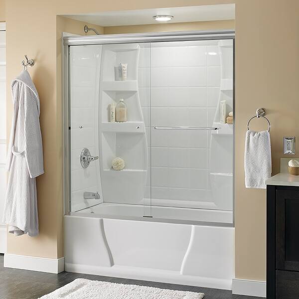 Delta Sd3927401 Classic 60 Wide Sliding Semi Frameless Tub Door With Chrome Overstock 29568204