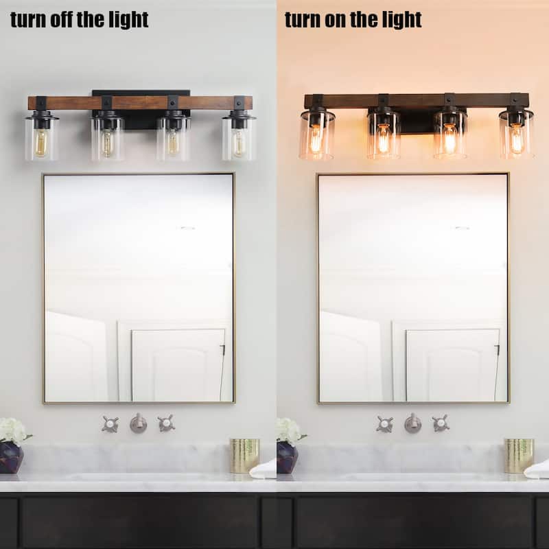 4-Lights Farmhouse Vanity Lights Fixture,Rustic Bathroom Sconce,Bulbs Not Included