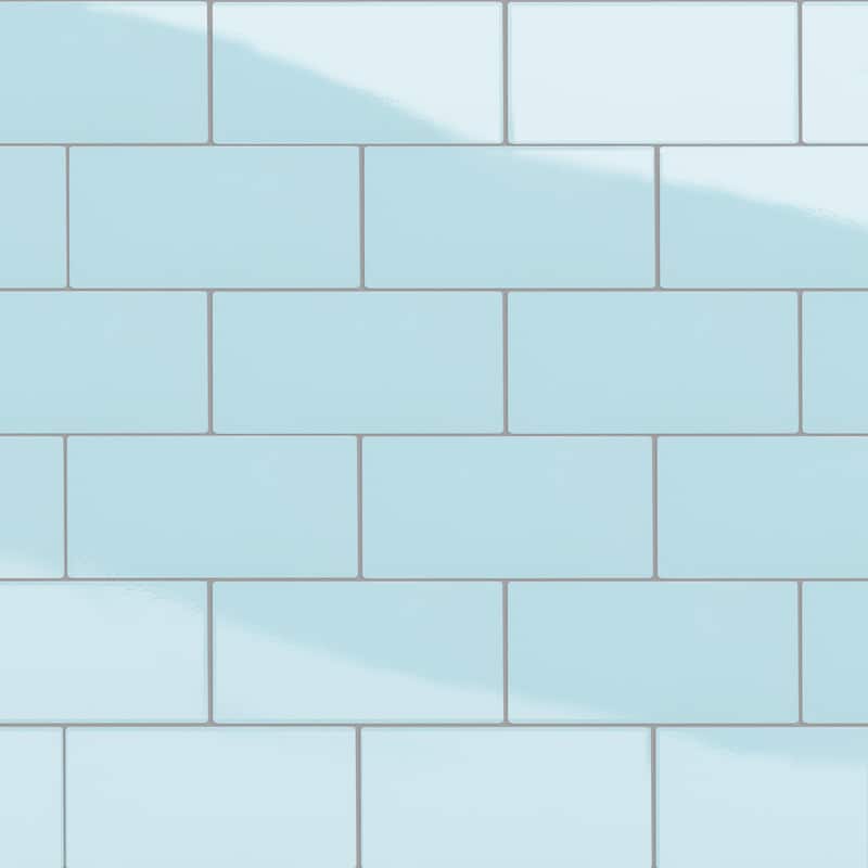 Merola Tile Piscina Brick Glossy Light Blue 4-3/4" x 9-5/8" Porcelain Floor and Wall Tile
