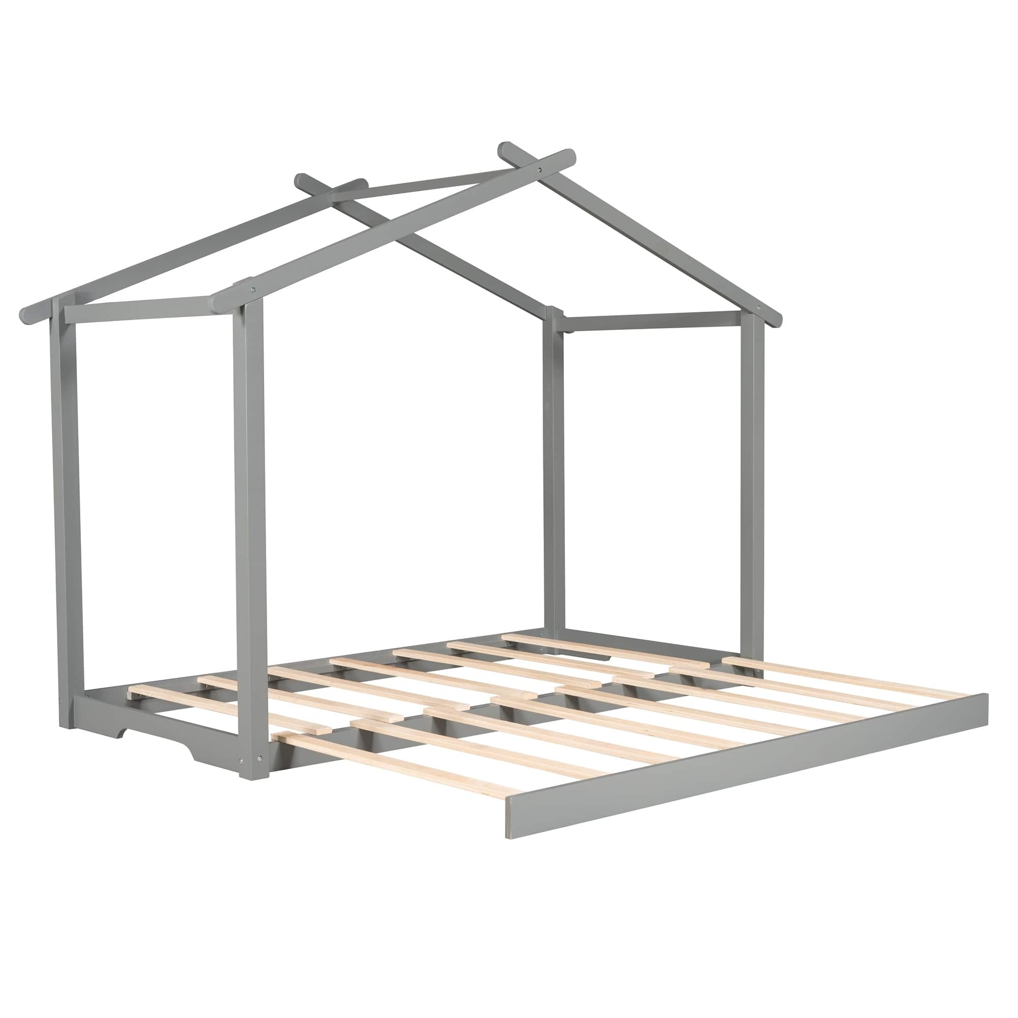 Modern Style Pine Wood and MDF Twin XL/King Size House Platform Bed