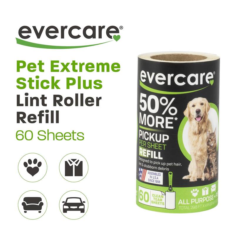 Evercare All Purpose Pet Hair Lint Roller Refills 60 Sheets