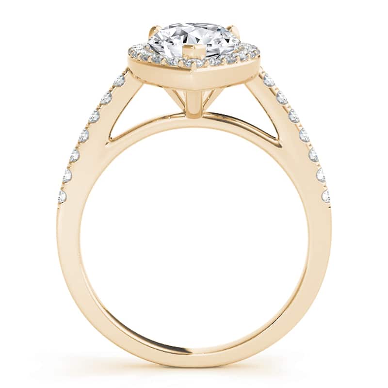 Auriya 14k Yellow Gold Lab Grown Pear Diamond Halo Engagement Ring 0.50 to 5.00 ct. tw. (F-G VS)