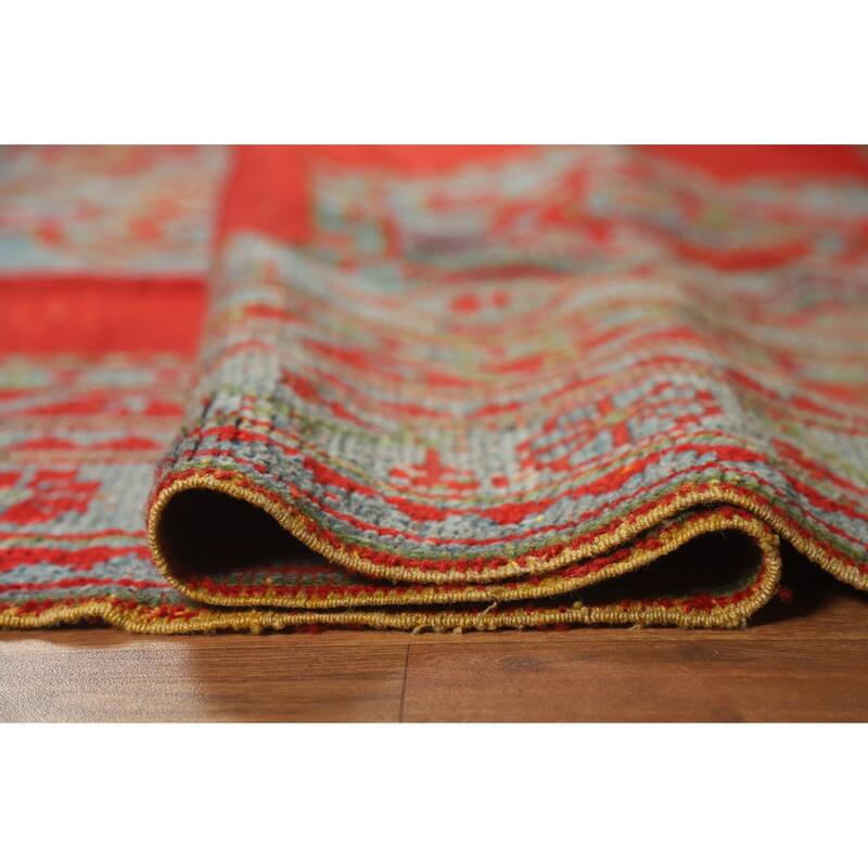 Vegetable Dye Oushak Turkish Antique Area Rug Handmade Wool Carpet - 7'3" x 9'9"
