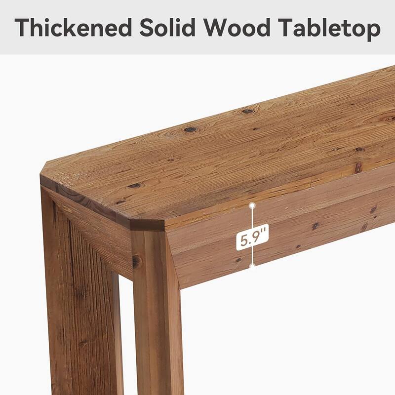 63-Inch Farmhouse Solid Wood Console Entryway Table with Splayed Legs - 62.99"W × 11.61"D × 31.49"H