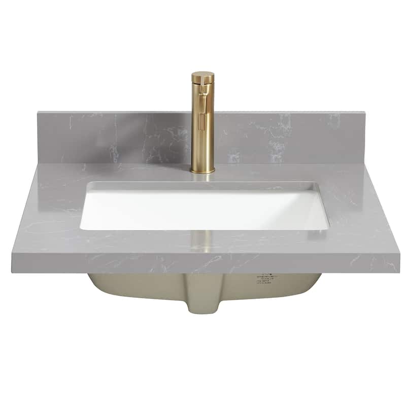Malaga Composite Stone Vanity Top with White Rectangular Sink
