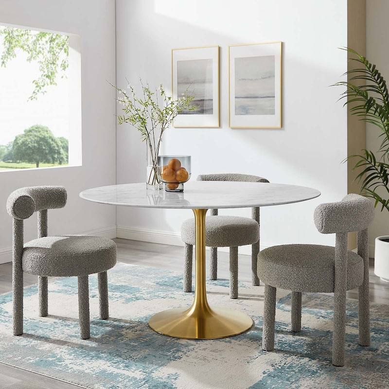54" Round Artificial Marble Dining Table - Round - 4
