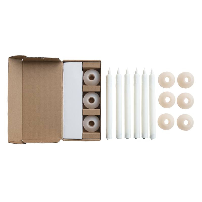 Evening LED Taper Candles with Holder, Set of 6