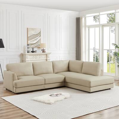 Gloria Mid-Century Modern Cozy Sectional Leather Sofa