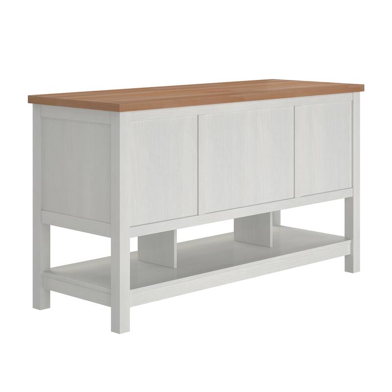 Walker Edison Modern Free-Standing Kitchen Island with 6 Drawers, White