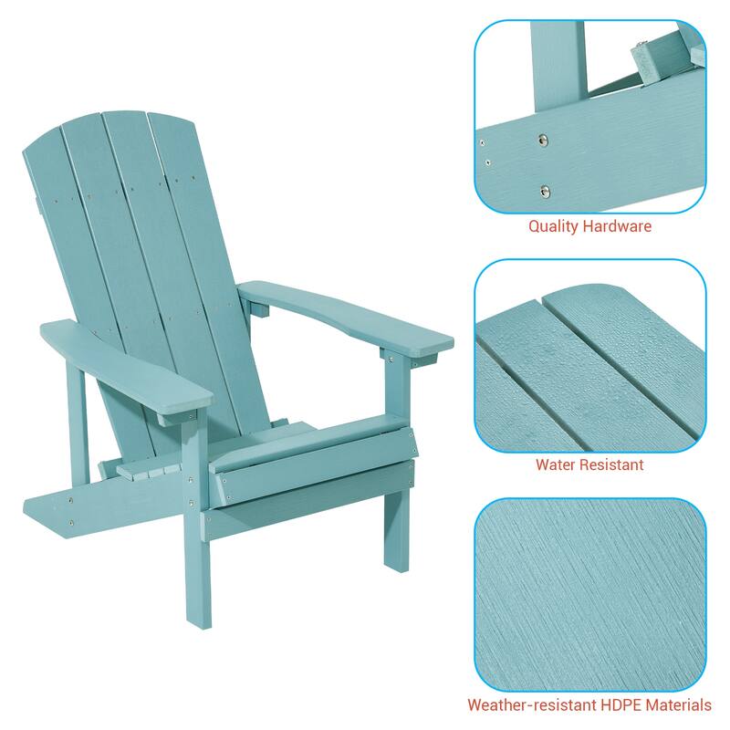 BONOSUKI Patio Adirondack Chair with Cupholder,Weather Resin-Set of 2