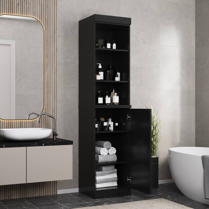 Palace Imports 100% Solid Wood 16.5" Bathroom Storage Cabinet with Solid Doors and Adjustable Shelves
