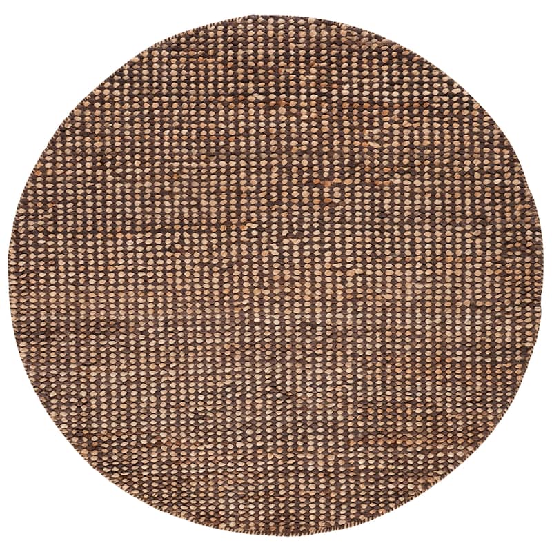 SAFAVIEH Handmade Natural Fiber Couture Seka Jute & Cotton Rug - 6' Round - Natural/Brown
