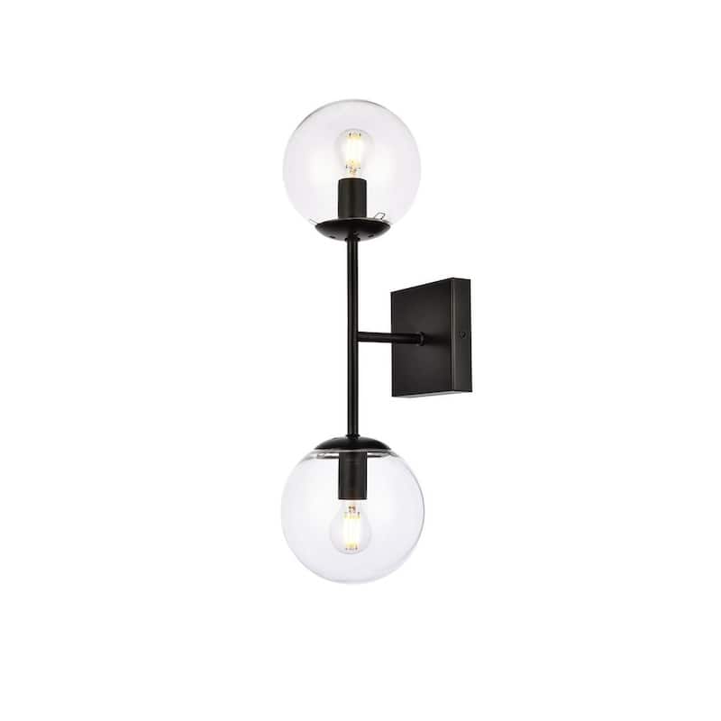 Nina 2 Light Clear Glass Wall Sconce