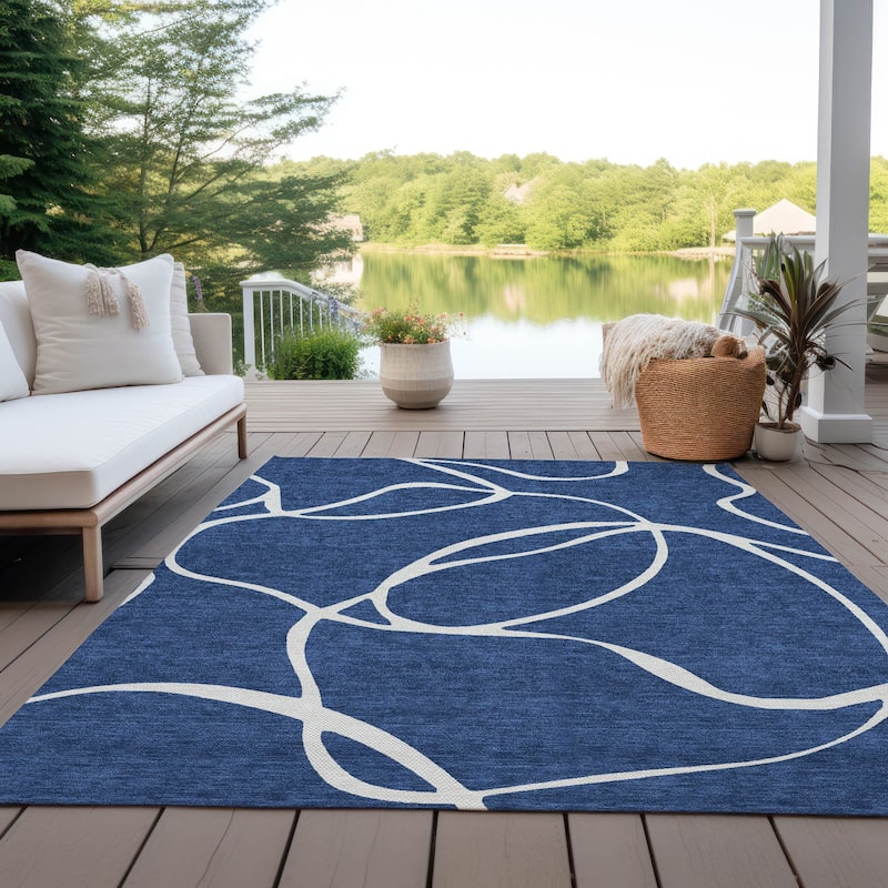 Machine Washable Indoor/ Outdoor Abstract Modern Chantille Rug