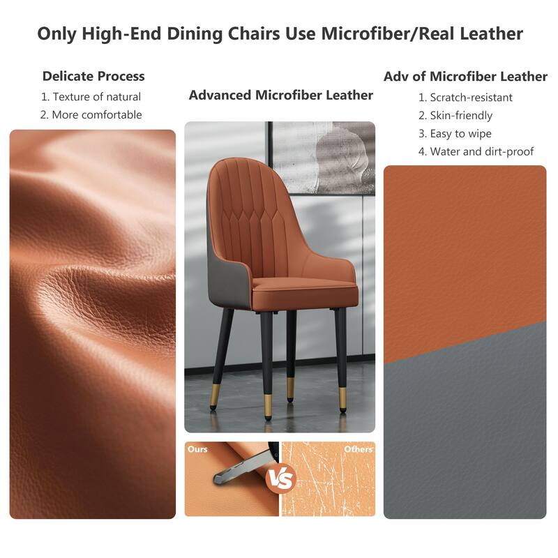 Microfiber Silicone Leather Upholstered Dining Chairs (Set of 2)