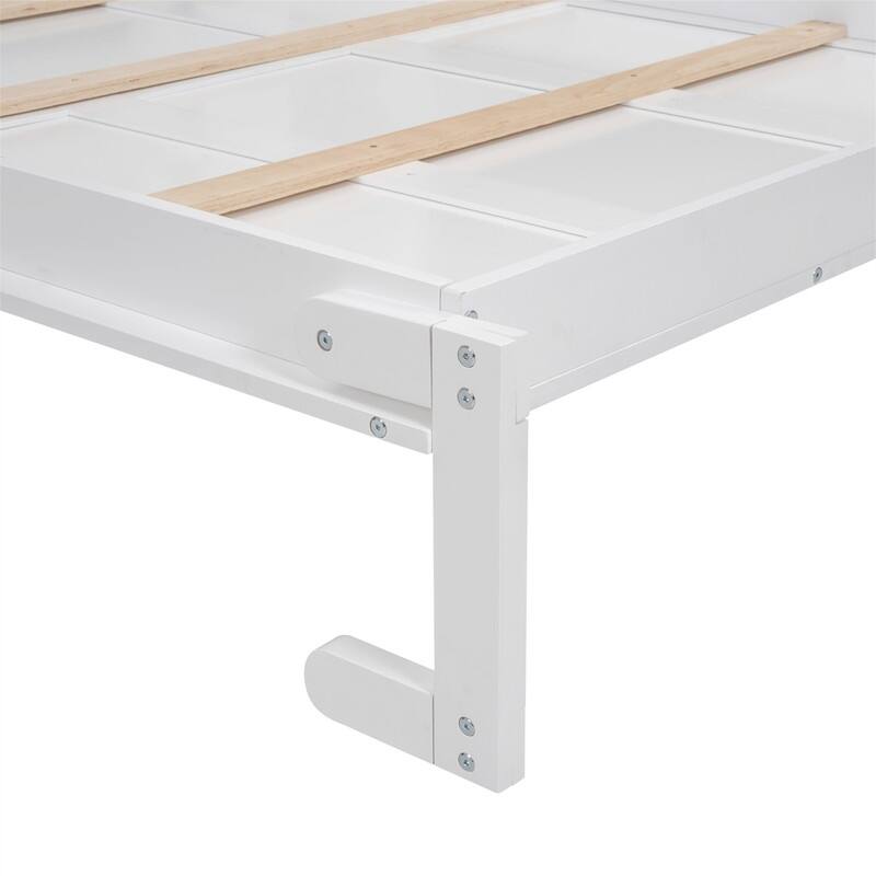 Solid Wood Murphy Wall Bed w/ LED Lights & Open Storage Shelves, Full/Queen Size Folding Murphy Cabinet Bed, Space Saving Design