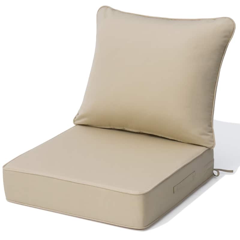 24" W * 24" D * 20" H Outdoor Patio Deep Seat Cushion Set Chair Cushion with Sunbrella Fabric - 1PC - Canvas Antique Beige