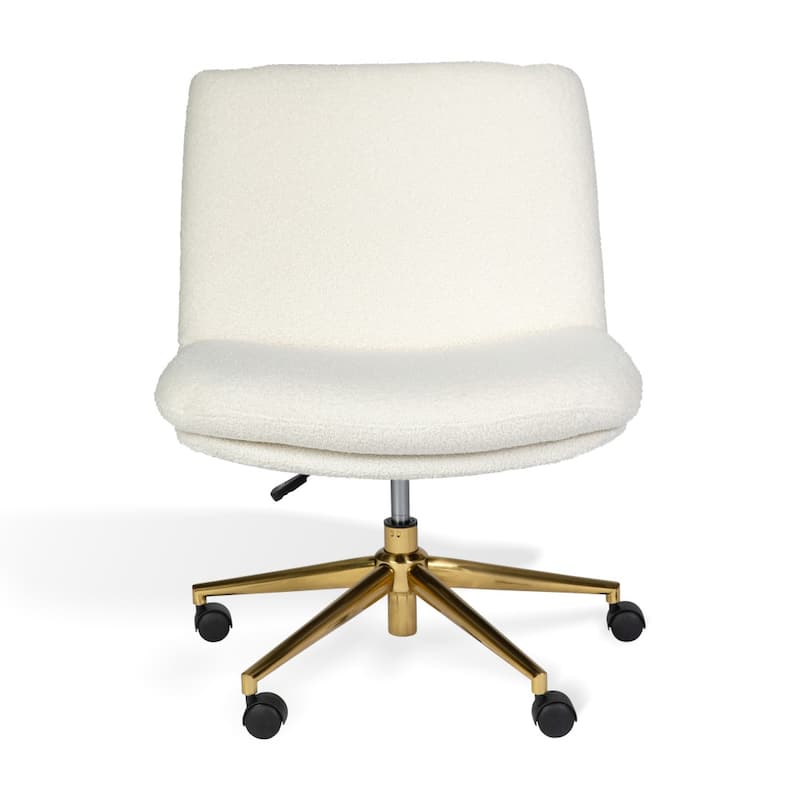 Martha Stewart Upholstered Swivel Home Office Chair with Wide Seat
