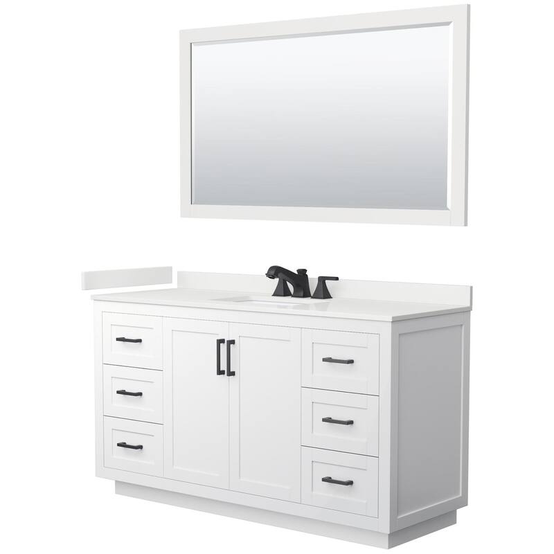 Wyndham Collection WCF292960S-QTZ-US3M58 Miranda 60" Free Standing - White / White Quartz Top / Matte Black Hardware