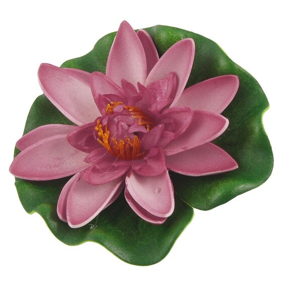 3.7" Dia Artifical Amaranth Lotus Green Leaf Plant Decor for Aquarium. Opens flyout.