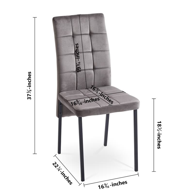 High Back Nordic Dining Chair Modern Fabric Chair with Black Legs Set Of 4