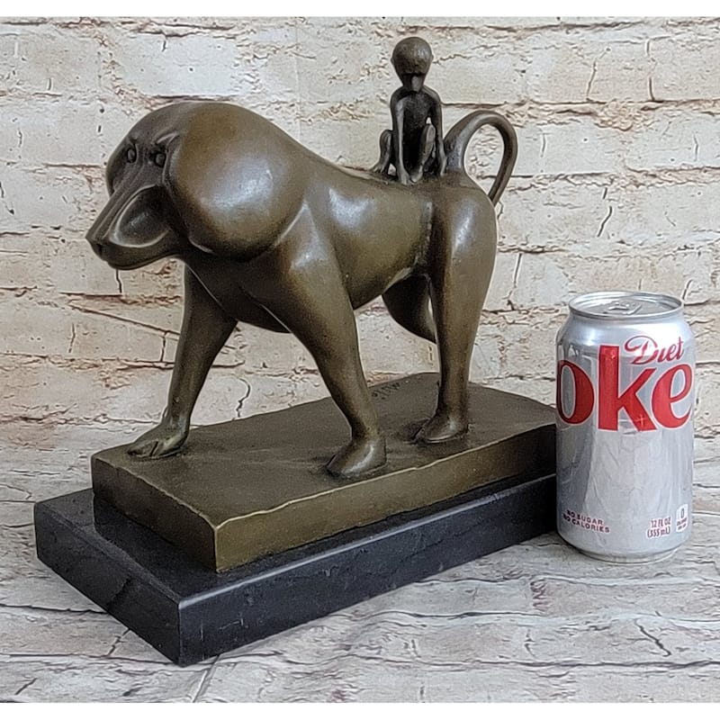 Baboon Baby Monkey Bronze Statue Sculpture Figure Modern Art Vobisova 10 Inches X 10.5 Inches
