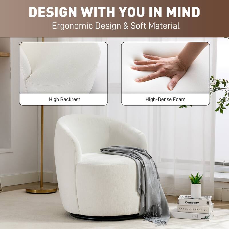 Ouyessir Swivel Barrel Chair Upholstered Armchair (Set of 1)