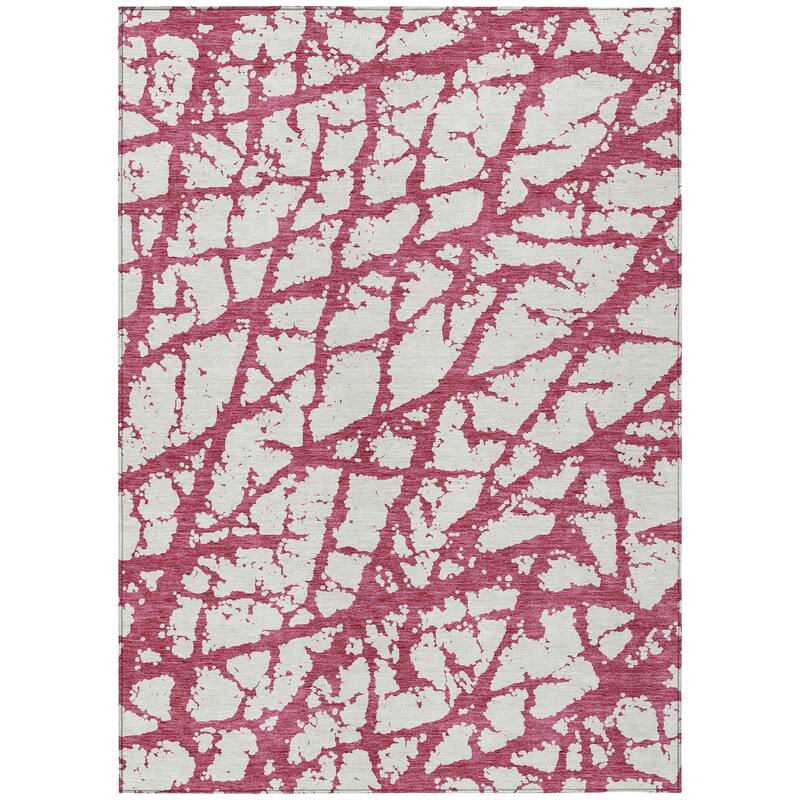 Machine Washable Indoor/ Outdoor Abstract Contemporary Chantille Rug