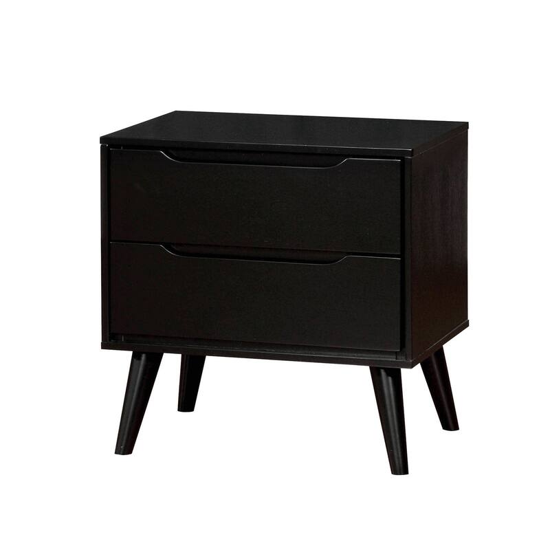 Black 2 Drawer 23.63 in. W Nightstand with Sturdy Drawer Pulls