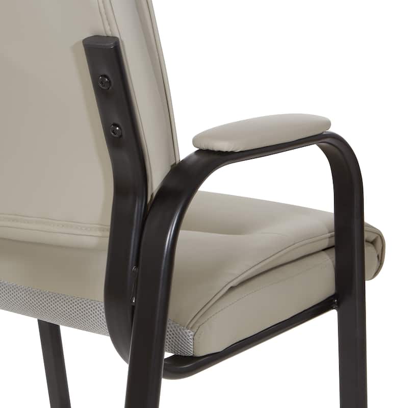 Guest Chair in Faux Leather and Black Finish Frame