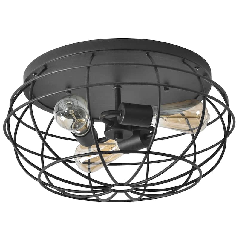 Industrial 3 Light Ceiling Flush Mount Light Brushed Bronze