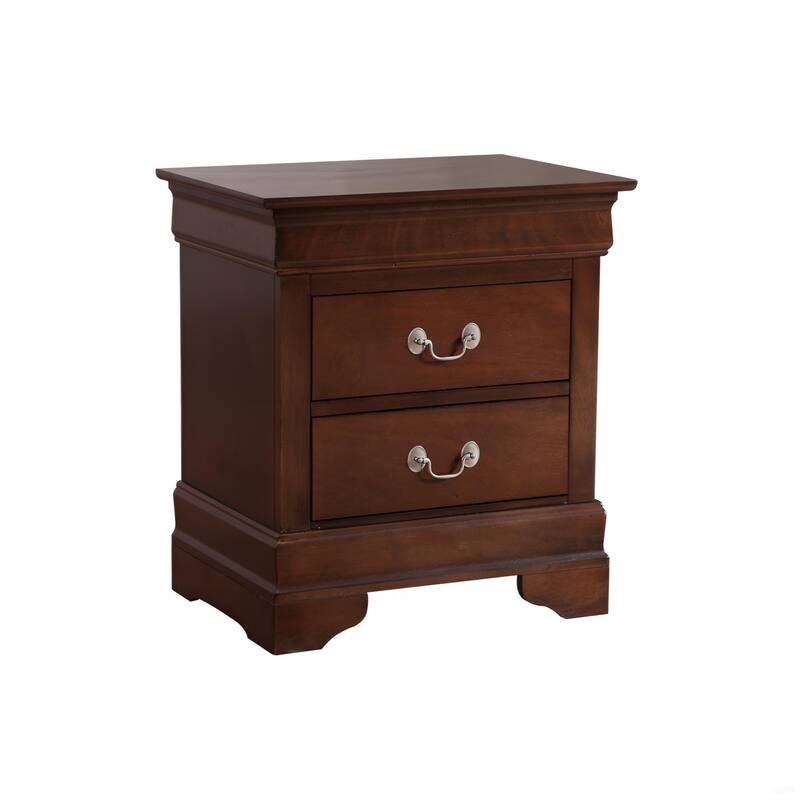 Traditional Nightstand with Carved Bases and Curved Mouldings