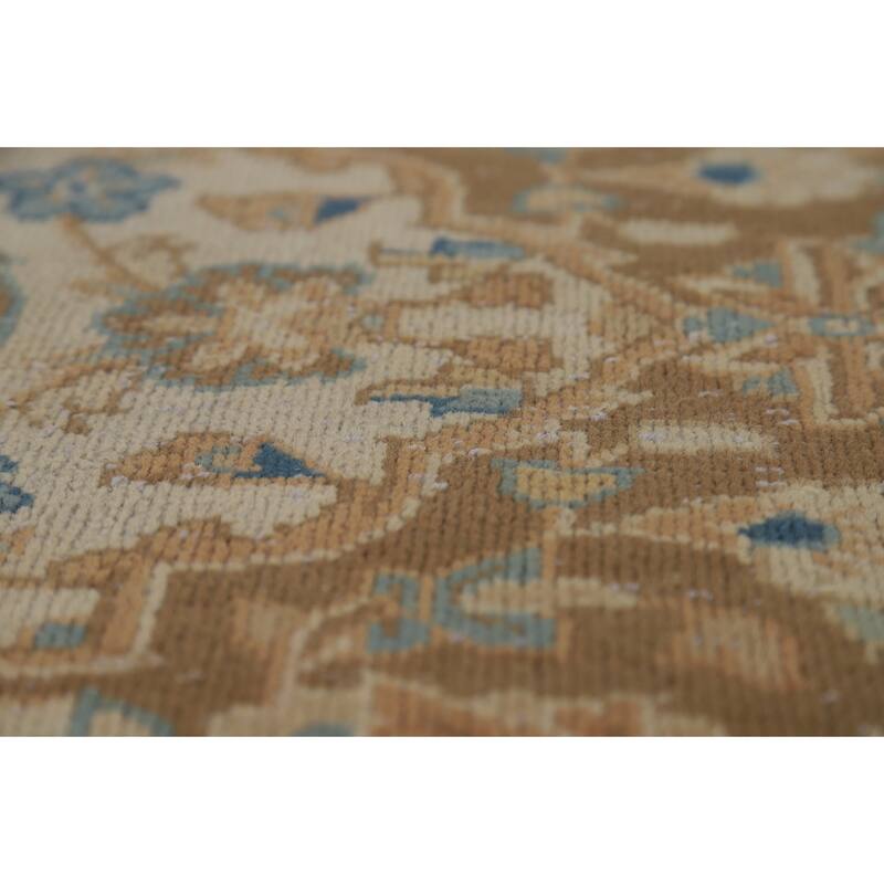 Traditional Mashad Persian Area Rug Handmade Floral Wool Carpet - 9'7" x 12'9"