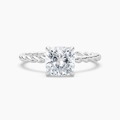 Auriya 14k Gold Lab Grown Cushion Diamond Twisted Hidden Halo Engagement Ring 1.00 to 5.00 ct. tw. (F-G, VS)