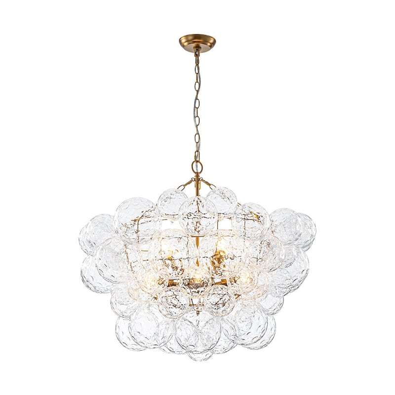 Luxury Brass Hammered Water Glass Globe Cluster Bubble Chandelier