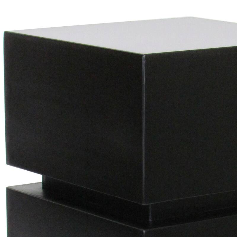 16 in. Antique Black Square Wood End Table with Pedestal Base