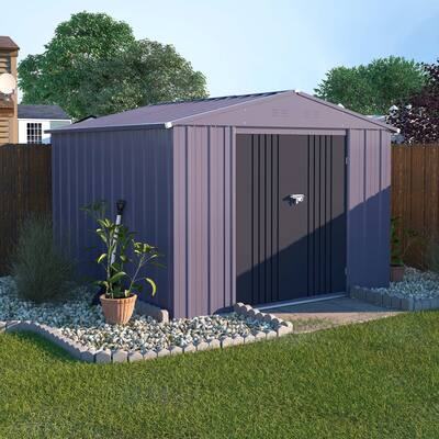 VEIKOUS Outdoor Backyard Garden Storage Shed with Lockable Door and Air Vents - 8 ft. W x 10 ft. D
