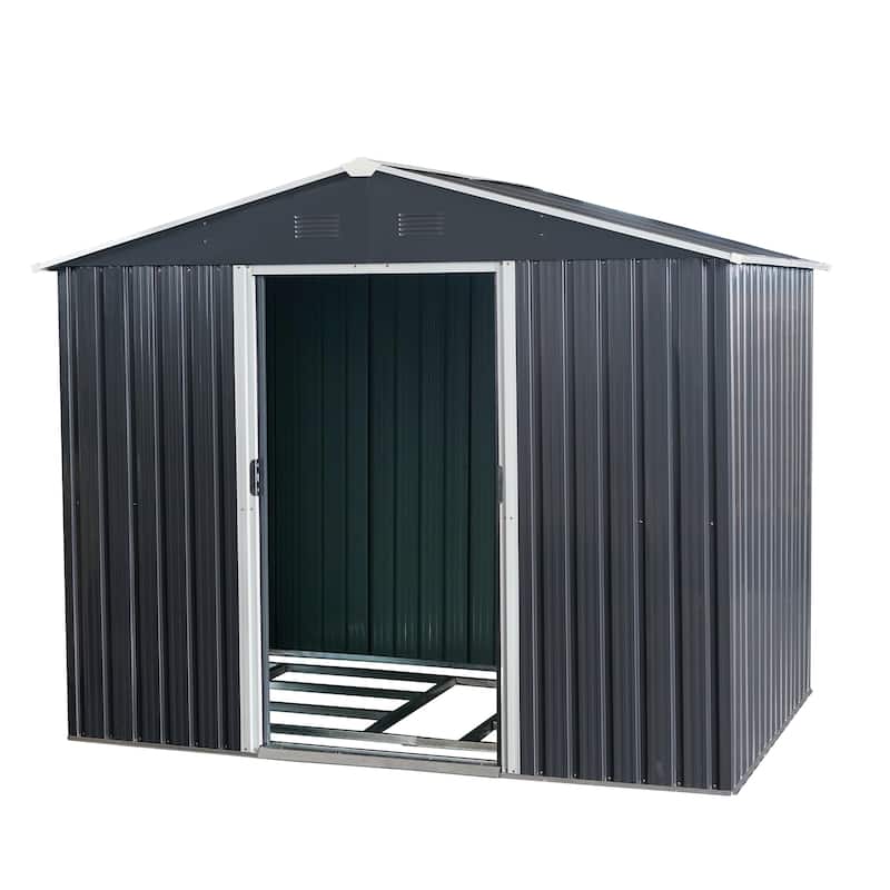 GDF Studio - Bartow Outdoor Metal Storage Shed with Metal Foundation and Galvanized Steel Panels