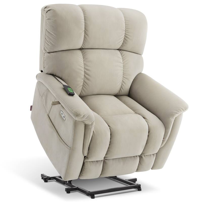 MCombo Dual Motor Power Lift Recliner Chair with Massage and Dual Heating, Infinite Position, Fabric R7166 (Oversize)