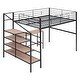 preview thumbnail 11 of 12, Full Size Metal Loft Bed with Desk and Lateral 4-Layer Storage Ladder