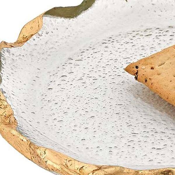 14 Glass Oval Edge Gold Leaf Platter 14 Glass Oval Edge Gold Leaf Platter