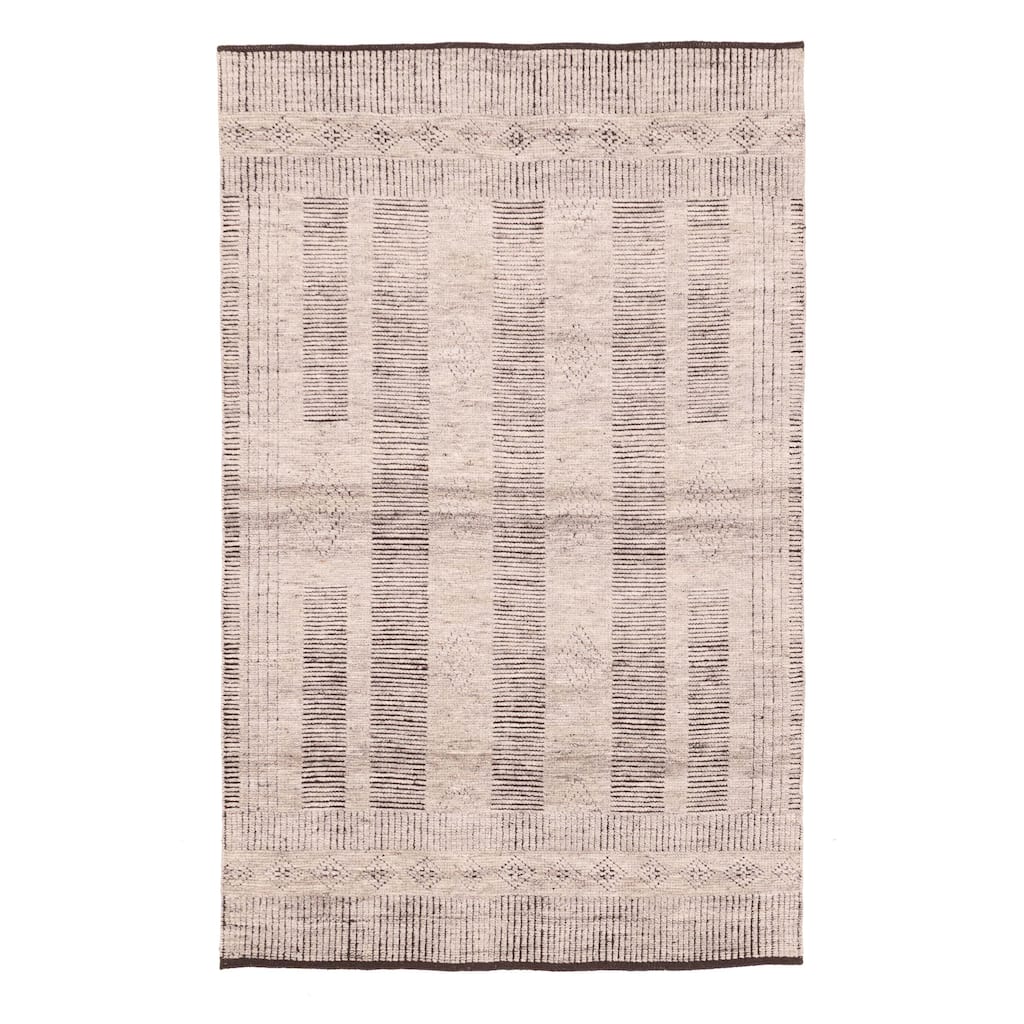 ECARPETGALLERY Hand-knotted Tangier Light Grey Wool Rug - 5'0 x 8'0