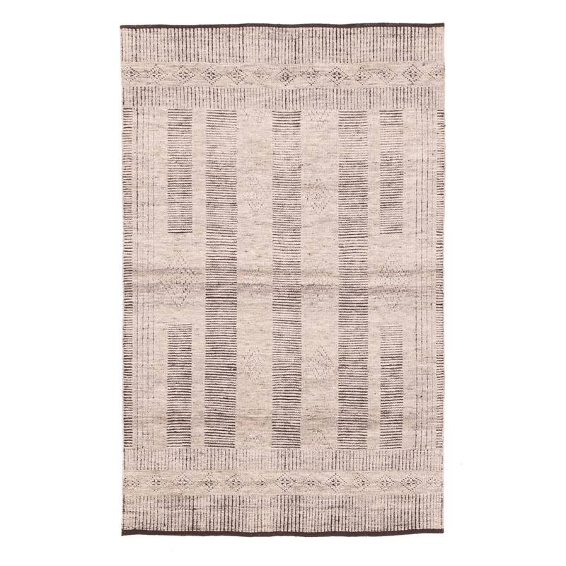 ECARPETGALLERY Hand-knotted Tangier Light Grey Wool Rug - 5'0 x 8'0
