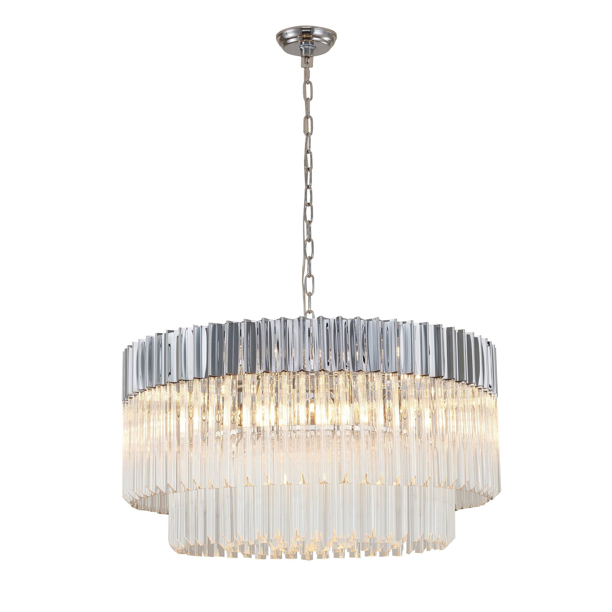 12Light D31.5'' Chrome Stainless Steel Frame Chandelier Bed Bath