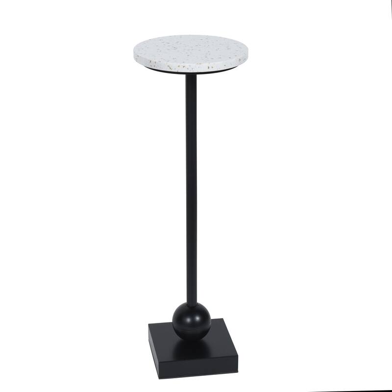 StyleCraft Ebony Pedestal Drinking Table - White & Gold Flaked Top - Dark Bronze Base - White and Gold Flaked - Metal